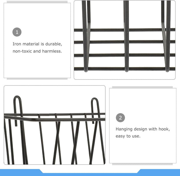Hay Feeder for Rabbit, Guinea Pig, Bunny, Chinchilla, Heavy-Duty Metal Frame Hay Feeder, Small Animal Basket with Hook Metal Grass Holder Black3