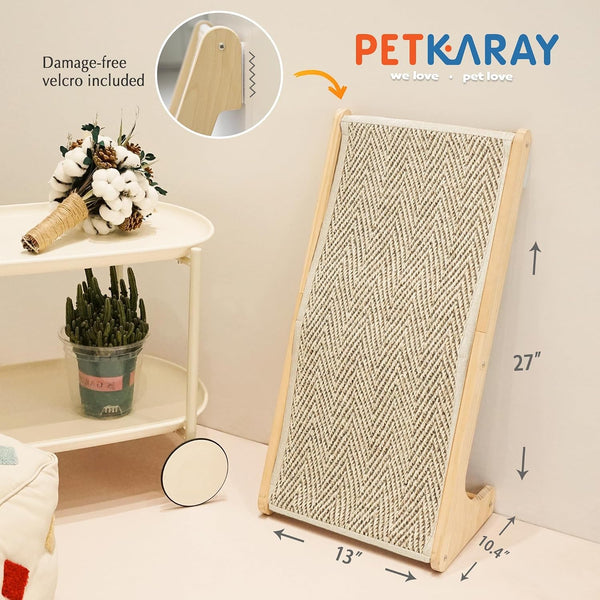 PETKARAY Sisal Cat Scratcher Ramp, L Shaped Scratching Post and Scratch Pad for Indoor Cats, Couch Furniture Protector, Chevron7