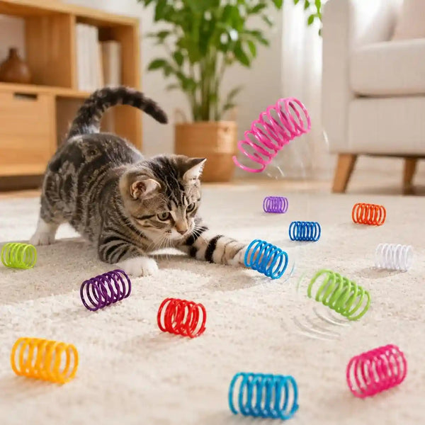 15 Pack Cat Spring Toys, 15 Colors Colorful Interactive Coil Springs for Kittens, Durable Plastic Spiral Springs for Indoor Cats, Ideal for Swatting Biting Hunting & Exercise6