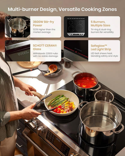 RES30552 Stainless Steel 30" Slide-In Electric Range with True Convection and Air Fry, 5-Burner Stove, 5.7 Cu. Ft. Oven, Self-Cleaning Mode, Freshbake Feature, and Easy-Touch Controls3