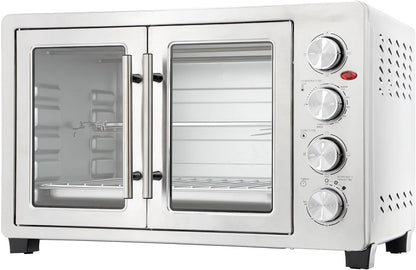 47.6 Quart French Door Countertop Convection Oven with Rotisserie, Stainless Steel Toaster Oven with Timer, Bake Tray, and Accessories4