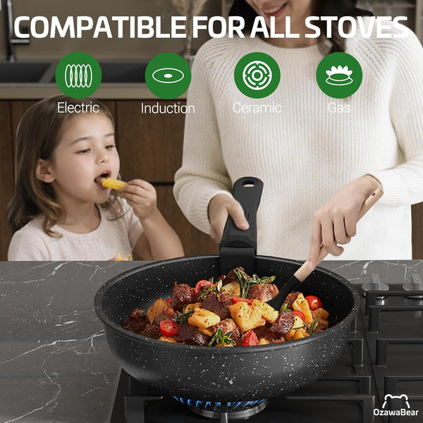 23 Pcs Pots and Pans Set Non Stick, Ceramic Cookware Set Non Toxic with Detachable Handles, Healthy Induction Cookware Oven Safe RV Kitchen Set, PFAS PFOA & PTFE Free, Black5