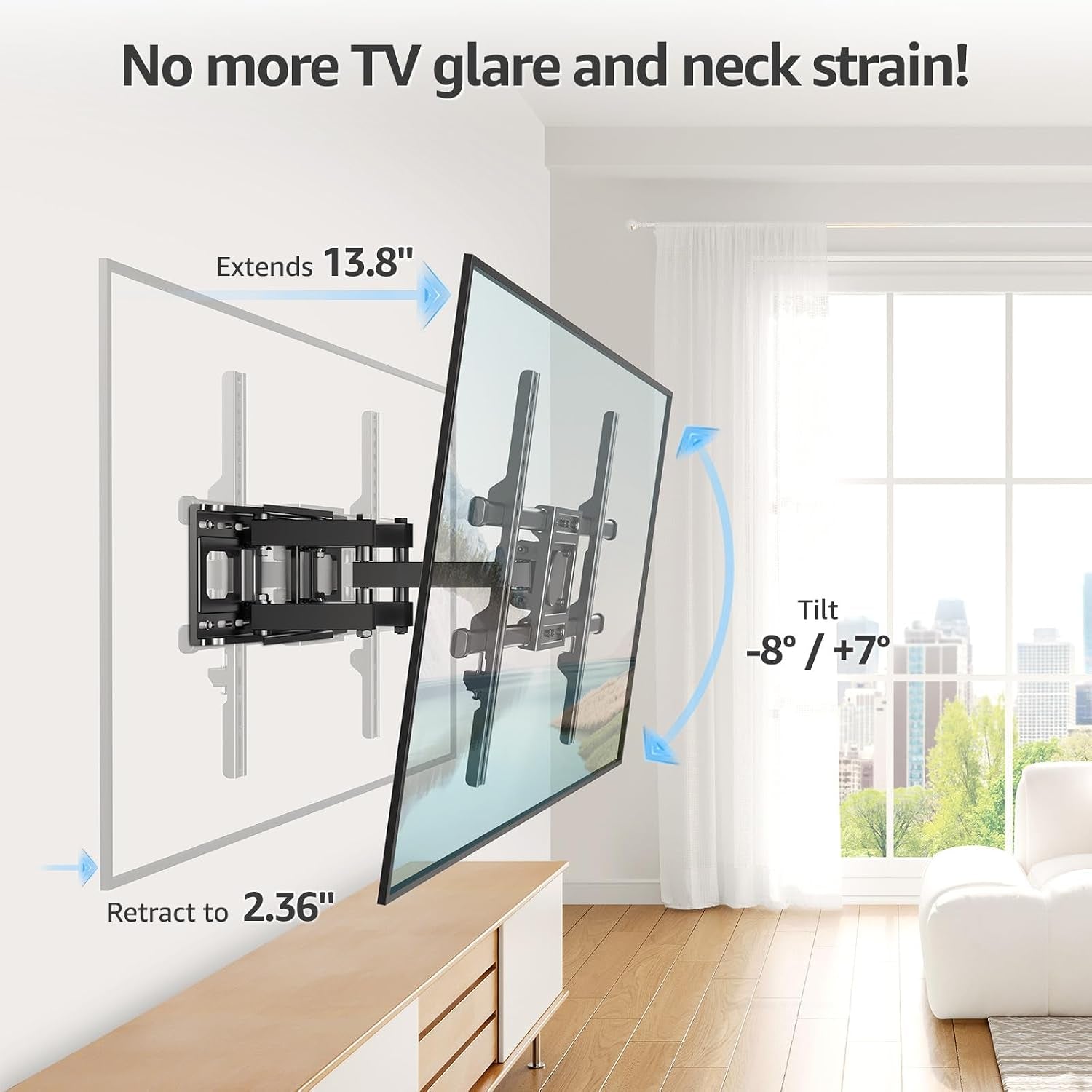 full-motion-tv-wall-mount-for-most-40-85-inch-flat-tvs-up-to-110-lbs-wall-mount-bracket-with-dual-articulating-arms-tilt-level-swivel-tv-mount-fits-12-16-wood-stud-max-vesa-600x400mm
