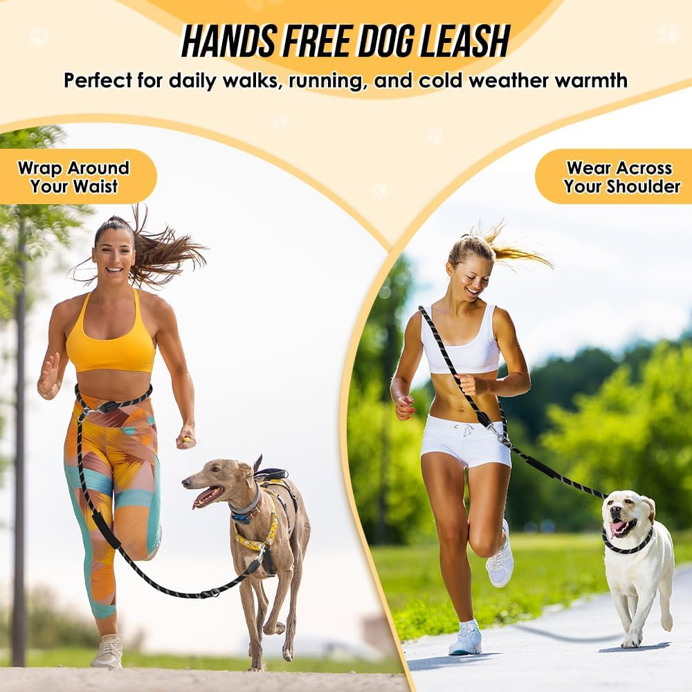 lukovee-hands-free-dog-leash-10ft-adjustable-training-lead-1-2-inch-nylon-heavy-duty-lead-no-pull-for-large-medium-dogs-tangle-free-reflective-waist-leash-for-walking-running-black