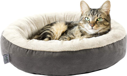 Love'S Cabin round Donut Cat and Dog Cushion Bed, 20In Bed for Cats or Small Dogs, Anti-Slip & Water-Resistant Bottom, Super Soft Durable Fabric Pet Beds, Washable Luxury Cat & Dog Bed Gray1