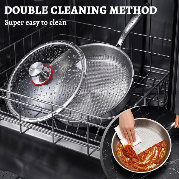 12 Inch Titanium Pro Pans for Cooking with Lid Pure Healthy | Large Family Size Titanium Frying Pan,Non-Toxic Titanium Cookware Induction Compatible & Oven Safe for Even Heating7