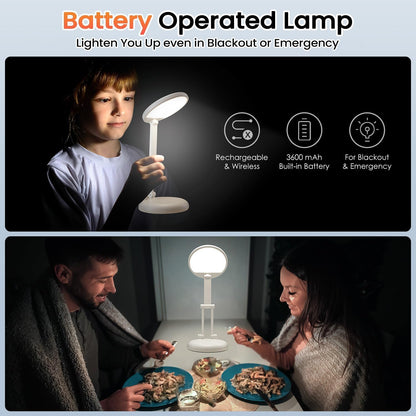 Rechargeable Table Lamp, 3600Mah Battery Operated Lamp Dorm Lamp | Cordless Lamp,10 Brightness,Portable,Small Size,Foldable,6-288H Endurance,Touch Control, Reading,Travel,Office,Nail,Emergency10