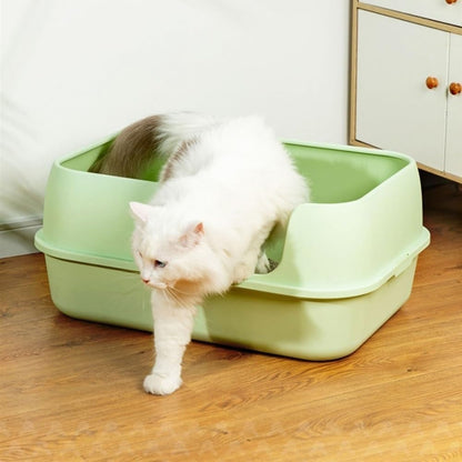 Pet Supplies, High-Sided Semi-Enclosed Cat Litter Box for Big Cats & Rabbits, Detachable(Green)5