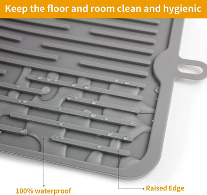 Ptlom Pet Placemat for Dog and Cat, Mat for Prevent Food and Water Overflow, Suitable for Medium and Small Pet, Grey, Silicone6