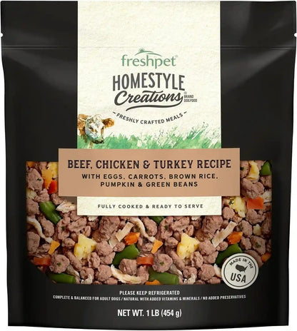 Freshpet Beef, Chicken & Turkey Homestyle Creations Dog Food, 16 Ounce2
