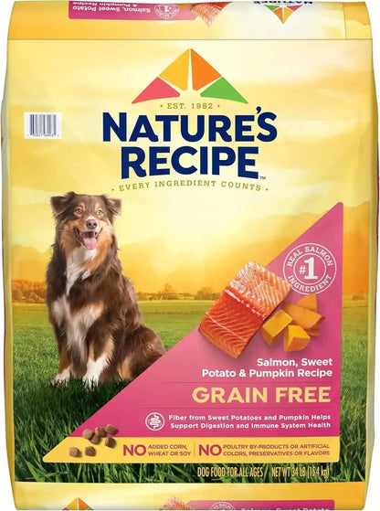 Nature'S Recipe Grain Free Easy to Digest Salmon, Sweet Potato and Pumpkin Recipe Dry Dog Food, 4-Pound | Fiber from Sweet Potatoes & Pumpkin Helps Support Digestion and Immune System Health13
