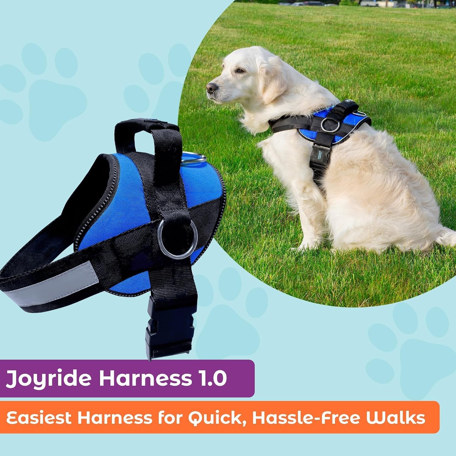 joyride-basic-dog-harness-1-0-blue-serenity-m-adjustable-pet-vest-with-3-side-leash-rings-for-training-walking-and-improved-control-for-small-medium-or-large-dogs