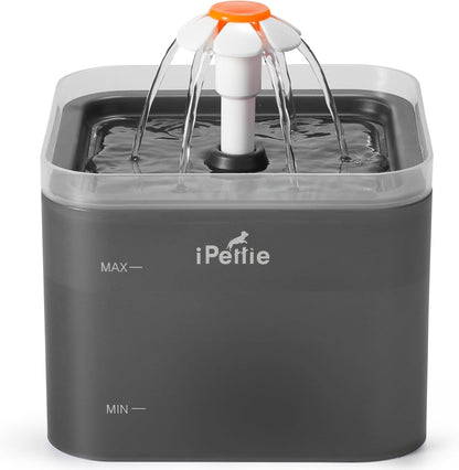 Ipettie Neverland Cat Water Fountain with LED Light, 67Oz/2.0L, Ultra Quiet Drinking Waterer, Automatic Filtered Water Dispenser, Water Purifier for Pets, Grey1