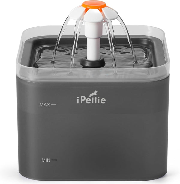 Ipettie Neverland Cat Water Fountain with LED Light, 67Oz/2.0L, Ultra Quiet Drinking Waterer, Automatic Filtered Water Dispenser, Water Purifier for Pets, Grey1