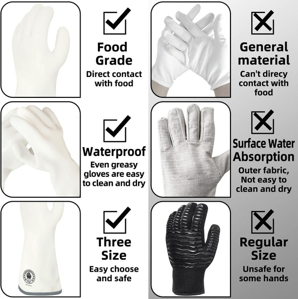 Silicone Oven Gloves, Heat Resistant Kitchen Oven Mitts, 1 Pair(8) | Food Grade, Waterproof, Easy Clean, Heat Proof, for Sourdough Baking, Kitchen Cooking, Grilling, Smoking, Frying, BBQ9