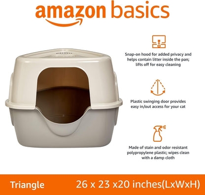 Amazon Basics Cat Litter Box with Lid, No-Mess, Spacious Enclosed Design with Odor Control, Easy Access, Stain Resistant, 26" X 23" X 20", Charcoal2