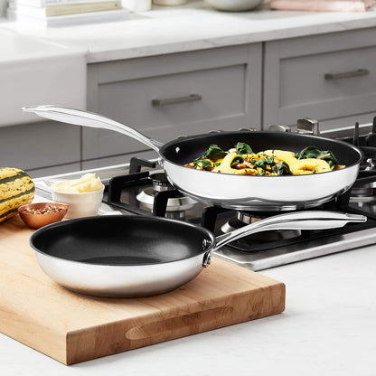 2-Piece Non-Stick Stainless Steel Fry Pan Set, Oven Safe, Induction Compatible, Stay-Cool Handles, 10-Inch and 8-Inch6