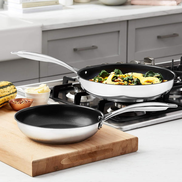 2-Piece Non-Stick Stainless Steel Fry Pan Set, Oven Safe, Induction Compatible, Stay-Cool Handles, 10-Inch and 8-Inch6