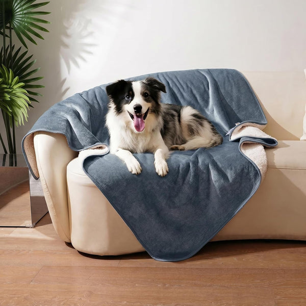Sunheir Waterproof Dog Blankets for Small Dogs, Reversible Sherpa Fleece Thick Puppy Blanket, Leakproof Spill-Proof Pet Blanket for Cat, Bed, Couch, Furniture Protector, Travel, Camping, 25"X35", Grey7
