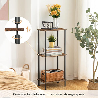 End Table, Small Side Table, Nightstand with 2-Layer Storage Shelves, Sofa Table for Small Spaces, Living Room, Bedroom, Stable Frame, Easy Assembly, Rustic Brown BF09BZ016