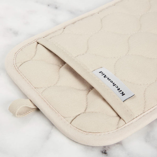 Quilted Cotton Terry Cloth Oven Mitt, Pot Holder, Kitchen Towel 4-Pack Set, Heat Resistant, Silicone Grip, 16"X26", 7"X13" & 7"X10", Milkshake Tan5