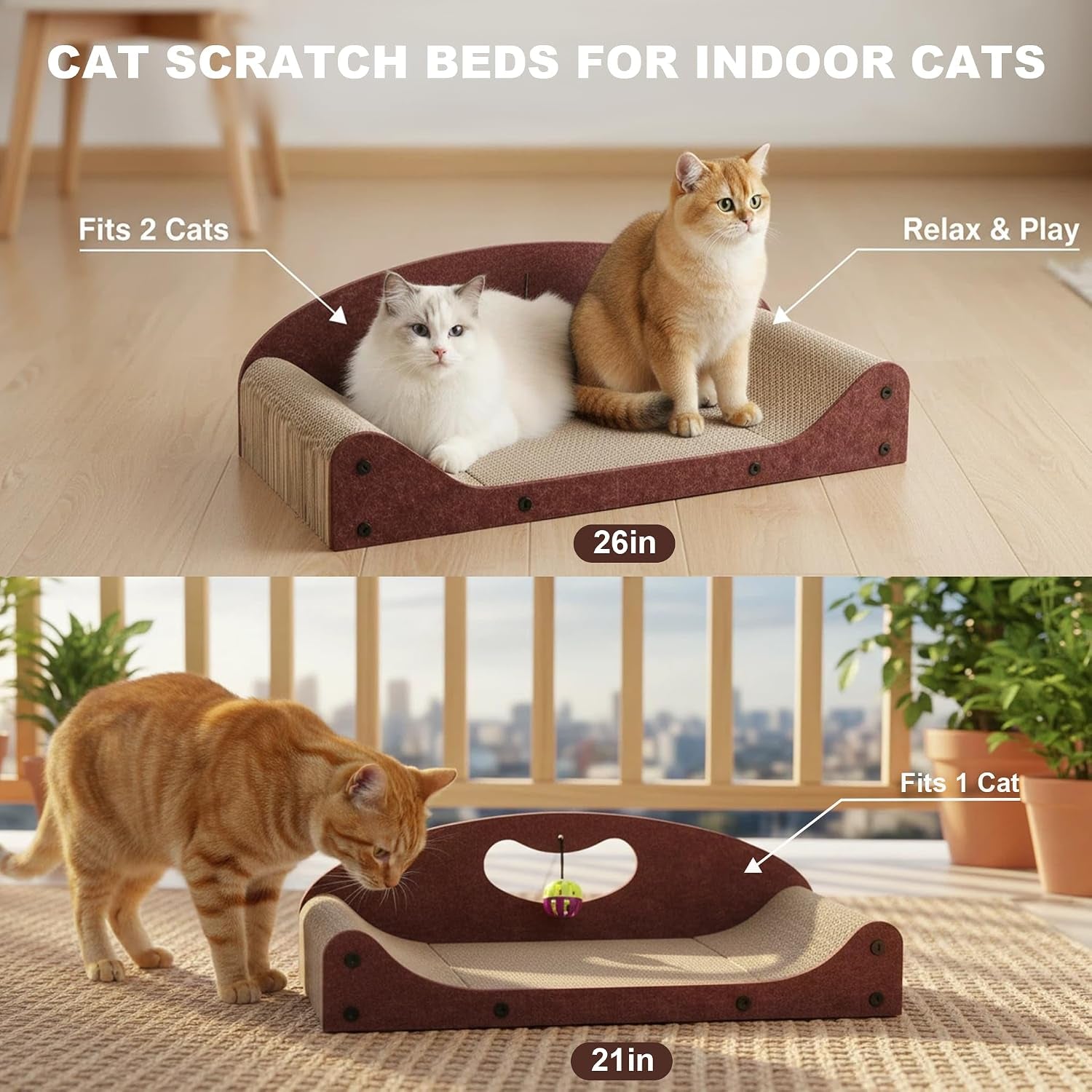26-cat-scratcher-bed-large-scratcher-couch-for-indoor-cats-cardboard-scratcher-sofa-durable-scratch-pad-with-ball-furniture-protector-brown-large
