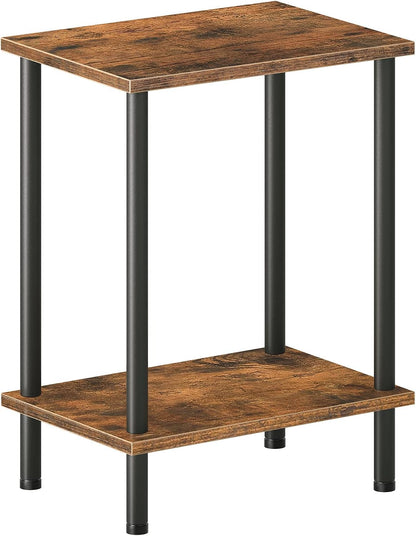 End Table, Small Side Table, Nightstand with 2-Layer Storage Shelves, Sofa Table for Small Spaces, Living Room, Bedroom, Stable Frame, Easy Assembly, Rustic Brown BF09BZ011