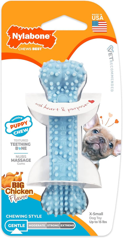Nylabone Puppy Starter Kit, Dog Chew Toys & Chew Treat, Blue, 3 Count | Small Breeds, Chicken & Bacon Flavor, 2 Chew Toys, 1 Natural Treat, Teething Toys for Puppies, Puppy Enrichment, up to 25 Lbs15