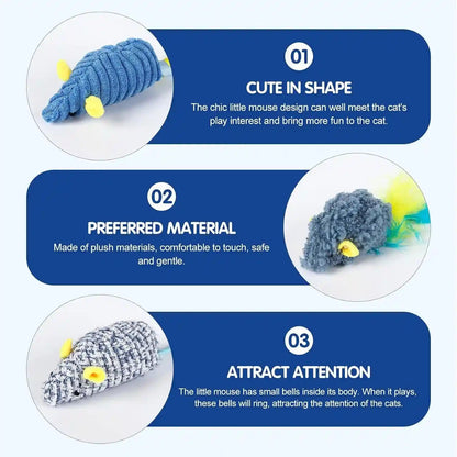 Catnip Toys (3 Pack), Cat Mouse Toys for Indoor Play, Small Interactive Cat Toys for Indoor Cats, Perfect for Single or Multi-Cat Households (Blue)4