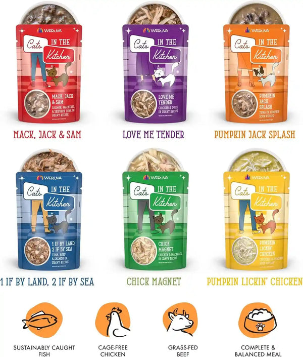 Weruva Cats in the Kitchen, Pantry Party Pouch Variety Pack in Gravy Cat Food, 3Oz Pouch (Pack of 12)3