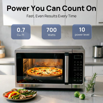 Microwave Countertop Oven, 700W Small Microwaves, 0.7 Cu.Ft Mini Ovens Compact with 10 Power Levels, 6 Cooking Menus for Apartments, Dorm and Small Space Kitchen, Child Lock, Easy Clean, Black4