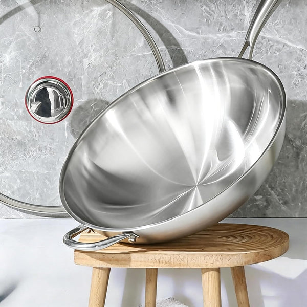 12.5 Inch Stainless Steel 316 Wok with Lid, Stir-Fry Pans, Dishwasher and Oven Safe, Works on Induction (12.5 Inch)3