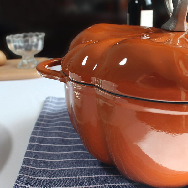 Enameled Cast Iron Dutch Oven, Pumpkin Pot with Lid, 4-Quart Cookware Set, Serves 3-5, Halloween and Thanksgiving Decor Gift, Heavy-Duty Cookware for Braising, Stews, Roasting, Bread Baking, Orange5