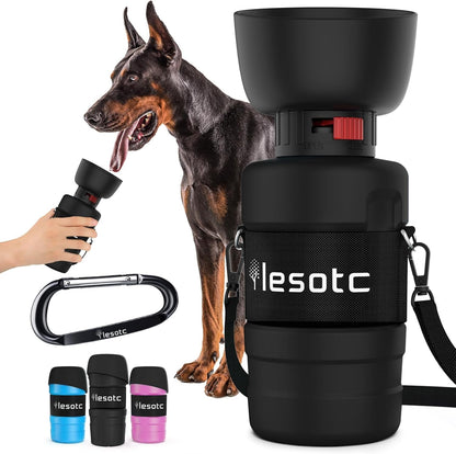 Lesotc Dog Water Bottle, Portable Water Dispenser with Travel Water Bowl, Leak Proof Pet Travel Squeeze Bottle, Puppy Essentials Dog Stuff Accessories for Outdoor Walking, Hiking, Camping19