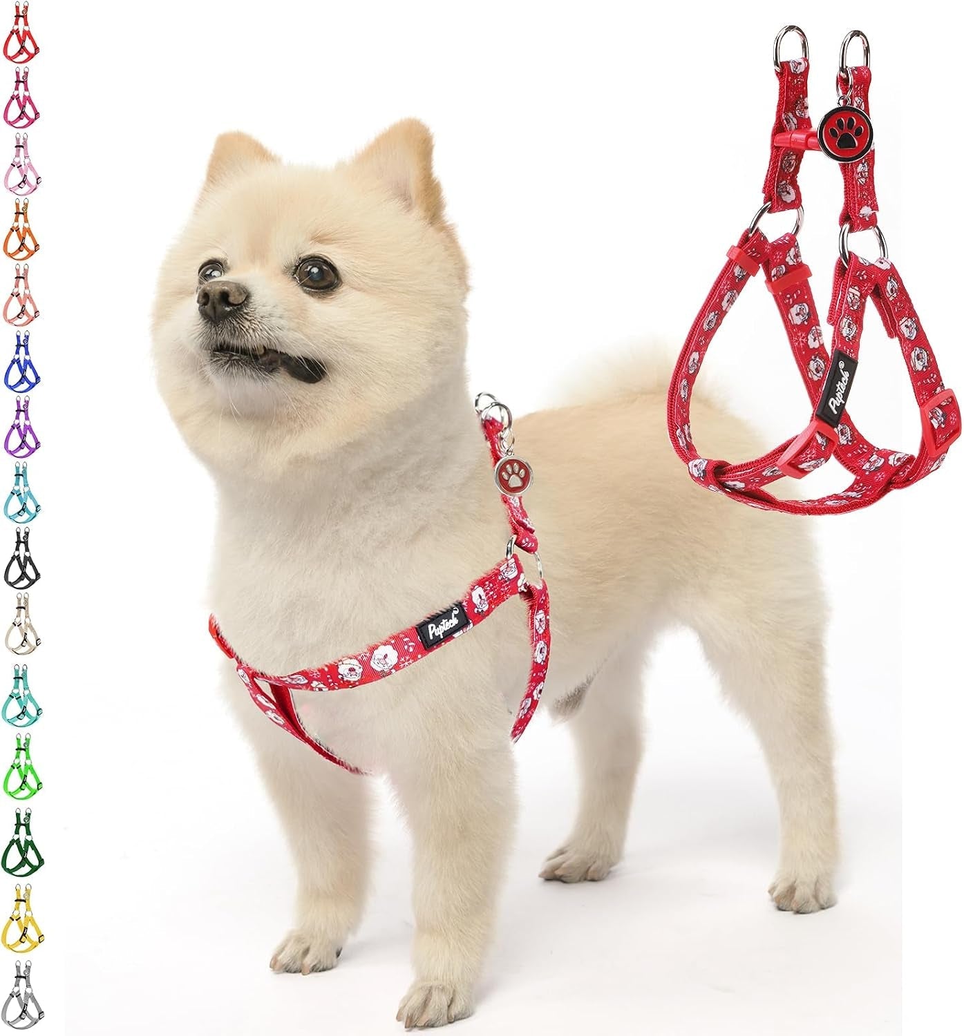 pupteck-no-pull-dog-harness-soft-adjustable-basic-nylon-step-in-puppy-vest-outdoor-walking-with-id-tag