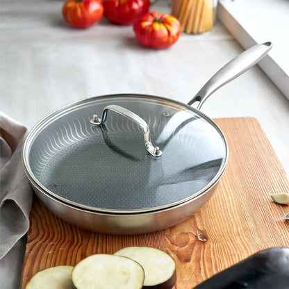 13 in Glass Lid with Stainless Steel Handle for Frying Pan, Tempered Replacement Cover Compatible for Skillets, Wok, round Cast Iron, Cast Aluminium, Stainless Steel Pans & Pots (317Mm-332Mm)8