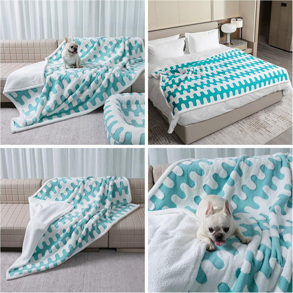 Waterproof Pet Blanket, Brown Checked Pets Throw Blankets for Dog Bed Covers Couch Sofa Stylish Jacquard for Puppy Cats Washable Reversible Furniture Protection Covers (Coffee Check,M)4