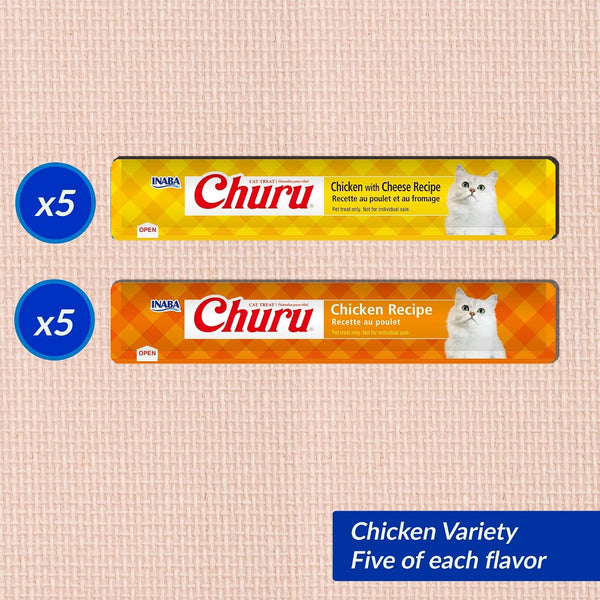 INABA Churu Cat Treats, Grain-Free Lickable Creamy Purée with Vitamin E, 0.5 Ounces per Tube, 10 Tubes Total, Chicken Variety Box | Lickable, Squeezable Creamy Purée, Treat/Topper with Vitamin E4