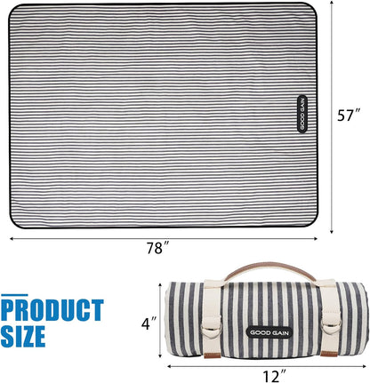 Waterproof Picnic Blanket Portable with Carry Strap for Beach Mat or Family Outdoor Camping Party (Navy Blue)5