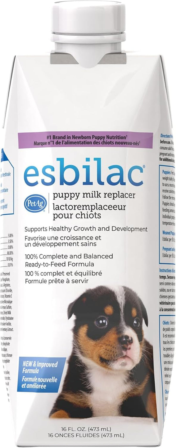 Petag Esbilac Puppy Milk Replacer Liquid - 16 Oz - Resealable, Ready-To-Feed Formula with Vitamins for Newborn Puppies to 1 Year - Easy to Digest - Storable & Portable1