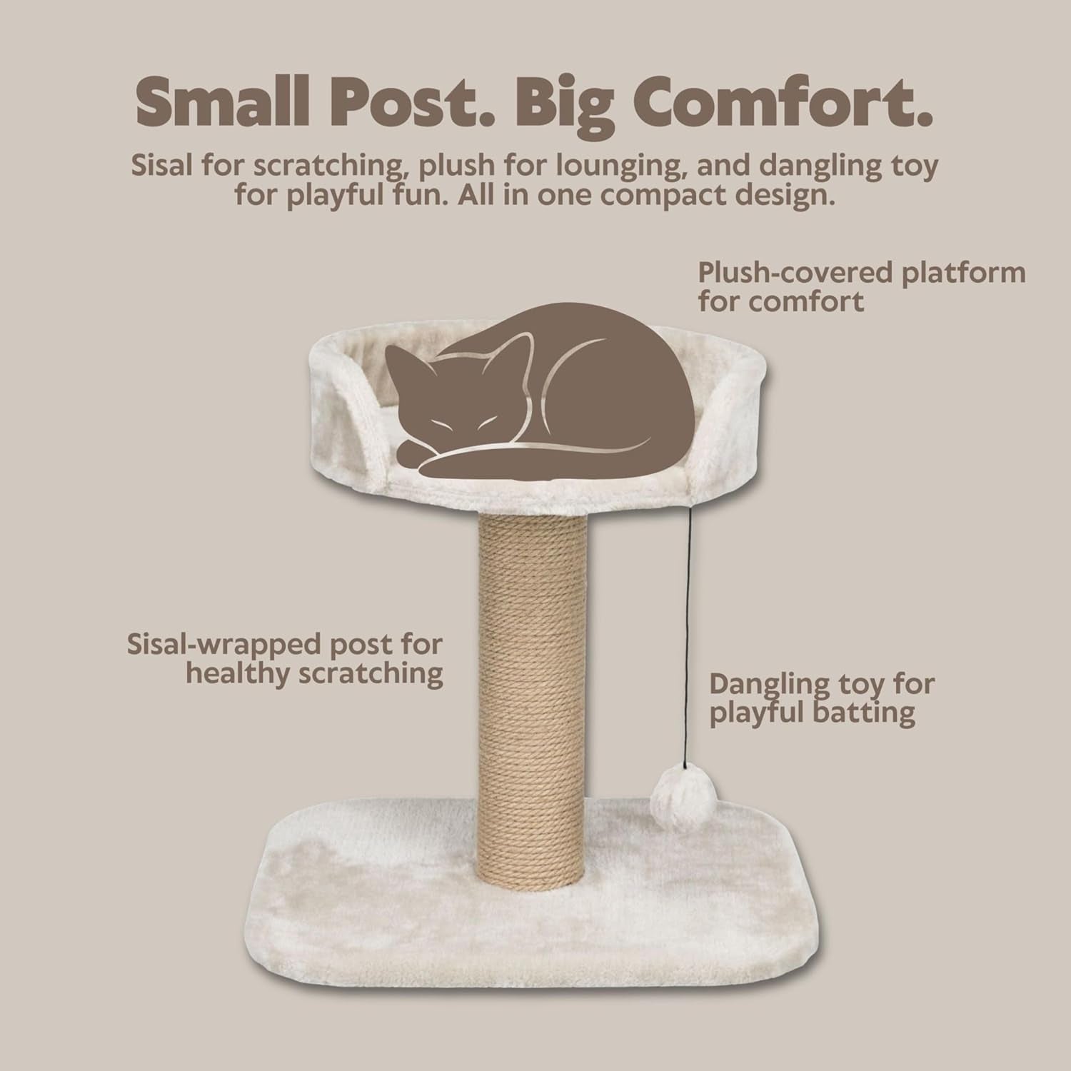 trixie-mica-18-in-cat-tree-for-kittens-indoor-jute-scratching-post-cat-furniture-padded-platform-dangling-toy-greige