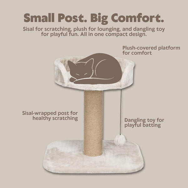 Trixie Mica 18-In Cat Tree for Kittens, Indoor Jute Scratching Post Cat Furniture, Padded Platform, Dangling Toy, Greige3