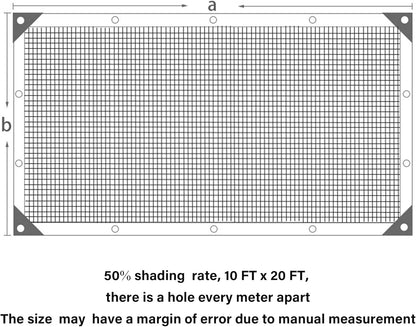 50% Shade Cloth for Garden-10X20 FT Breathable Mesh Tarp Sun Shade | for Vegetables & Plants, Outdoor Patio Sunshade with Grommets - Chicken Coop Dog Kennel Cover3
