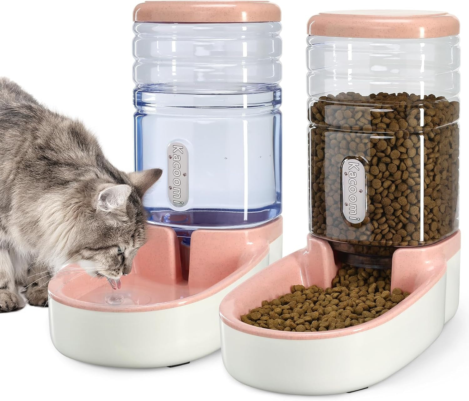 kacoomi-automatic-dog-cat-feeder-and-water-dispenser-gravity-food-feeder-and-waterer-set-with-pet-food-bowl-for-small-medium-dog-puppy-kitten-large-capacity-1-gallon-x-2