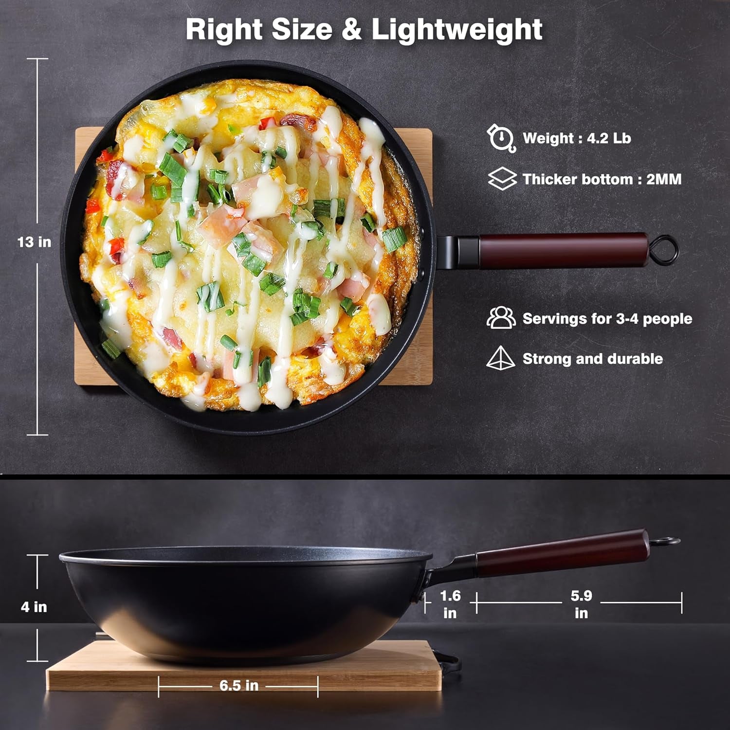 carbon-steel-wok-13-woks-stir-fry-pans-nonstick-with-lid-pre-seasoned-flat-bottom-chinese-wok-wok-pan-with-spatula-and-dish-brush-for-induction-electric-gas-all-stoves