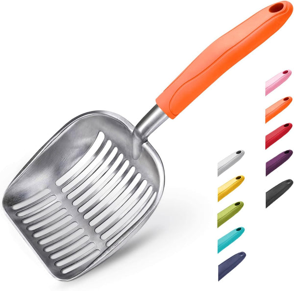 Wepet Cat Litter Scoop, Aluminum Alloy Sifter, Kitty Metal Scooper, Deep Shovel, Long Handle, Poop Sifting, Kitten Pooper Lifter, Durable, Heavy Duty, for Litter Box33
