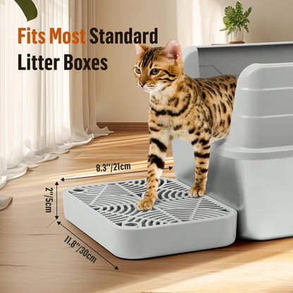 Cat Litter Box Ramp, Litter Box Step Mat with Filter Function Cat Stair for Litter Box, Easy to Clean, 11.8''X 8.2''X 2'' Cats Pedal Step Stool Ideal for Kitten & Elderly Cats (Light Grey)2