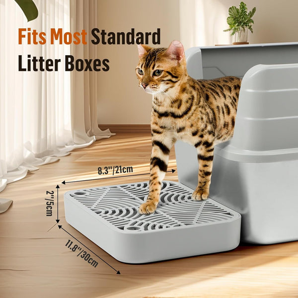 Cat Litter Box Ramp, Litter Box Step Mat with Filter Function Cat Stair for Litter Box, Easy to Clean, 11.8''X 8.2''X 2'' Cats Pedal Step Stool Ideal for Kitten & Elderly Cats (Light Grey)2