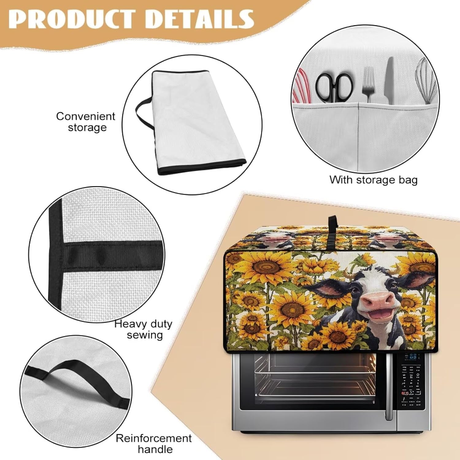 cow-sunflower-print-toaster-oven-air-fryer-dust-cover-washable-heavy-duty-small-kitchen-appliance-dust-covers-with-accessory-pockets-kitchen-accessories-s