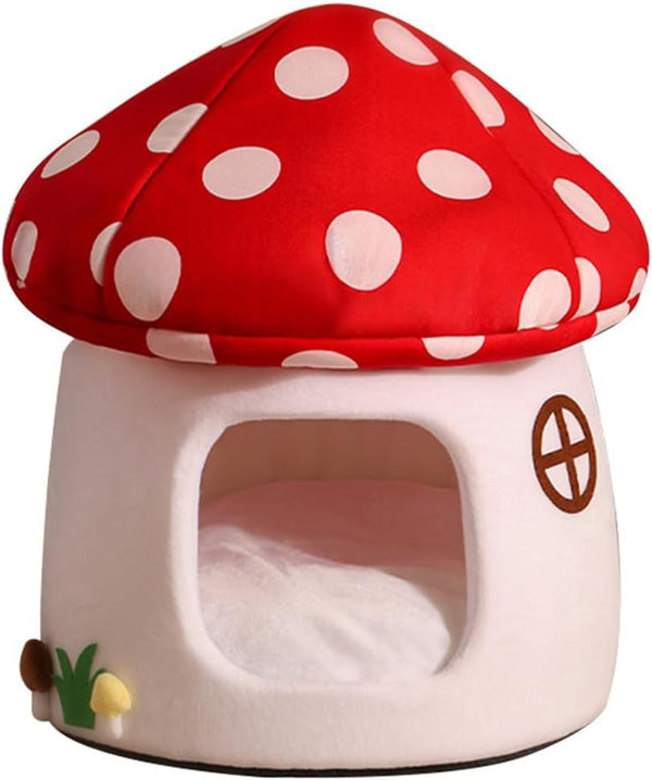 LYFJMUS Mushroom Cat Bed for Indoor Cats Mushroom Cow Shape Cat Cave Bed Cat Tent with Removable & Washable Cushion Pillow Cat House Bed for Cats Small Dogs ﻿1